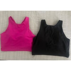 Bundle of 2 Athleta Pink & Black Conscious Crop Sports Bra Lightly Padded M